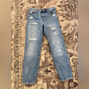 Levi's Blue Distressed Boot Cut Jeans